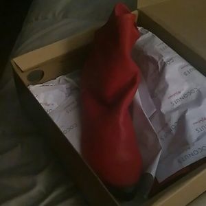 Red ankle boots